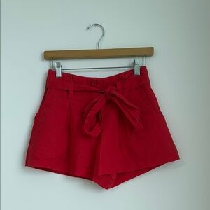 Moon River High Waist Red Linen Shorts